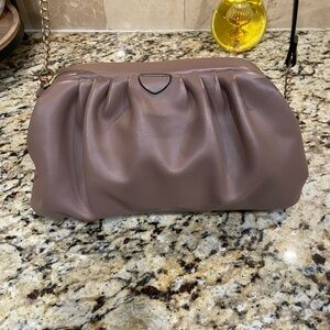 A New Day Taupe Brown Metal Closure Soft Clutch